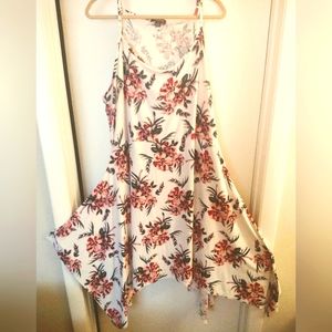 Floral, Handkerchief Style,Midi, Sleeveless Off White,Dress size 3X